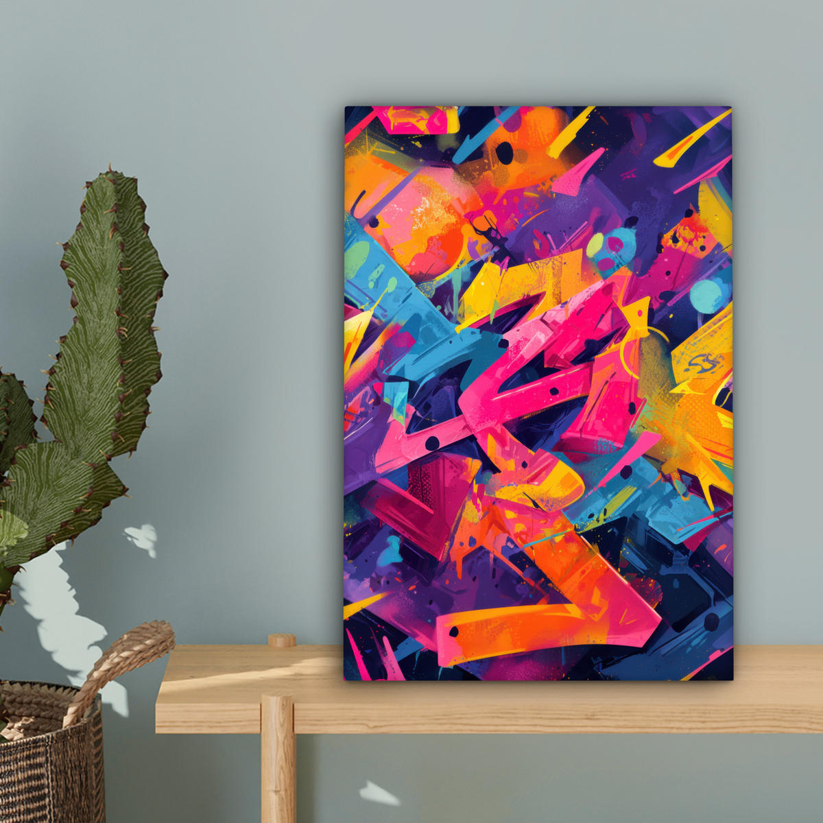 LEINWANDBILD Abstrakt - Formen - Farbenfroh Deko Wohnzimmer 20x30 cm - Magenta, Textil (20/30cm) - MuchoWow