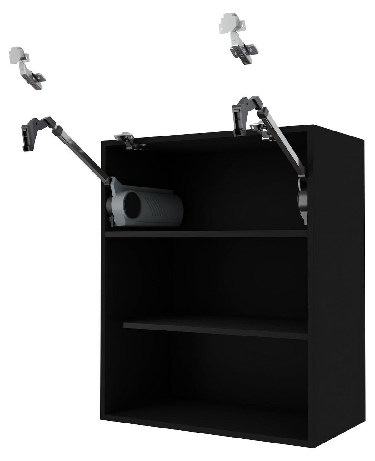 KÜCHENHÄNGESCHRANK Essen W8B/90-AV Graphit Hochglanz / Schwarz Matt 90 / 32,5 / 72cm - Schwarz/Graphitfarben, Holz/Holzwerkstoff (90/72/32.5cm) - Feldmann-Wohnen