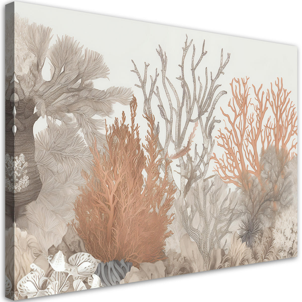 LEINWANDBILD Boho beige - Meerespflanzen 120x80cm - Beige, Textil (120/80cm) - Feeby