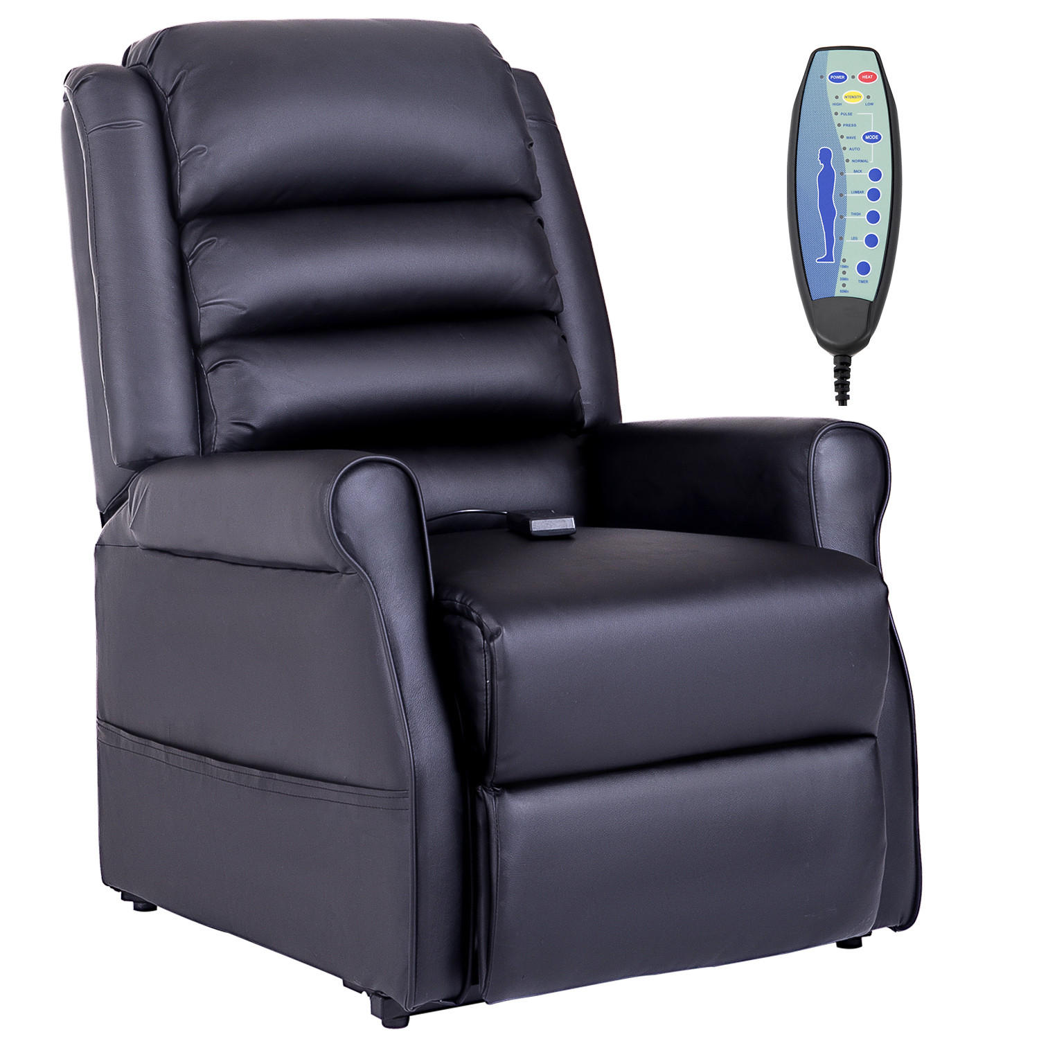 MASSAGESESSEL mit Aufstehhilfe, inkl. Fernbedienung, Schwarz - Schwarz, Kunststoff (96/107/80cm) - HOMCOM