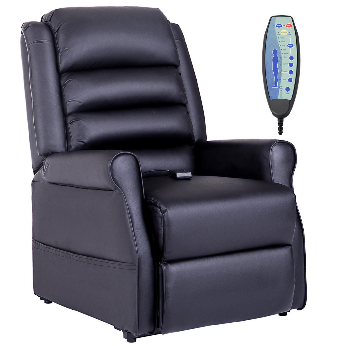 MASSAGESESSEL mit Aufstehhilfe, inkl. Fernbedienung, Schwarz - Schwarz, Kunststoff (96/107/80cm) - HOMCOM