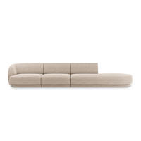 RECHTES-SOFA Miley aus Chenille-Stoff beige 4 Sitzplätze - Beige, Textil (90/70/323cm) - Micadoni