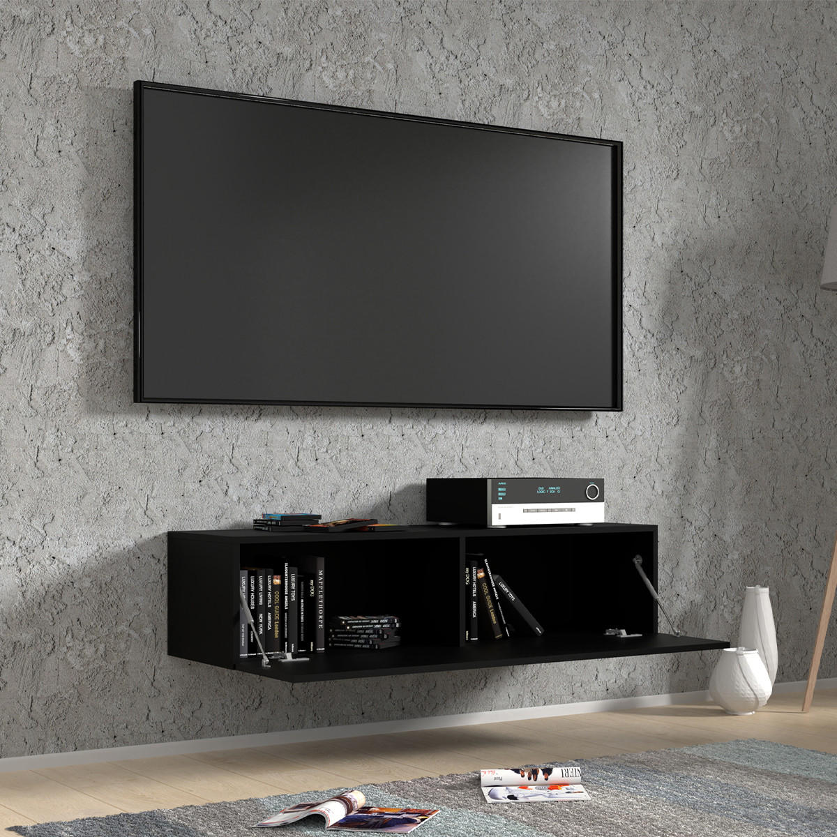 TV STOLEK Bali Matná černá - černá, kompozitní dřevo (120/30/40cm) - Petits-meubles