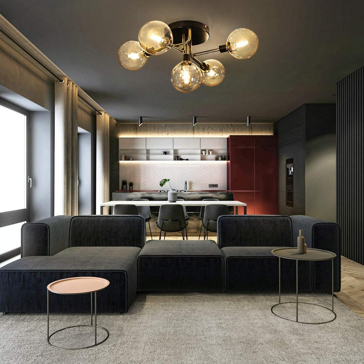 DECKENLEUCHTE Alder 52.5/52/12 cm - Bernsteinfarben, Metall (52.5/52/12cm) - ZMH