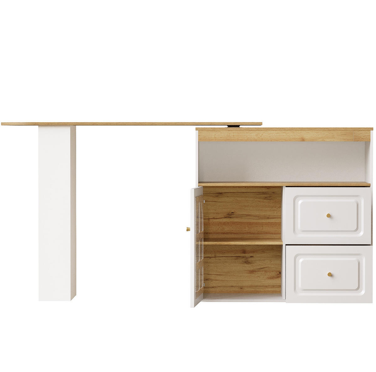 SIDEBOARD drehbar 138-204 x 39 x 104 cm Weiß MDF - Weiß, Holz (39/104/138cm) - Beauniv