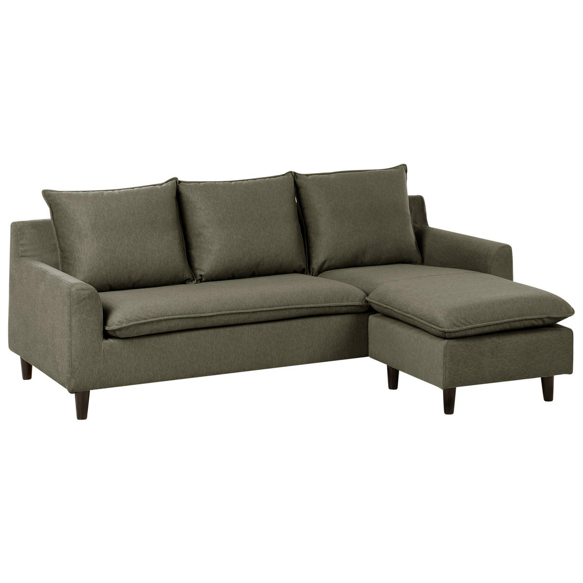 ROHOVÁ POHOVKA 3-místná Sametová látka Tmavě zelená levostranná Elvenes - zelená barva/hnědá, textil (206/140cm) - Beliani