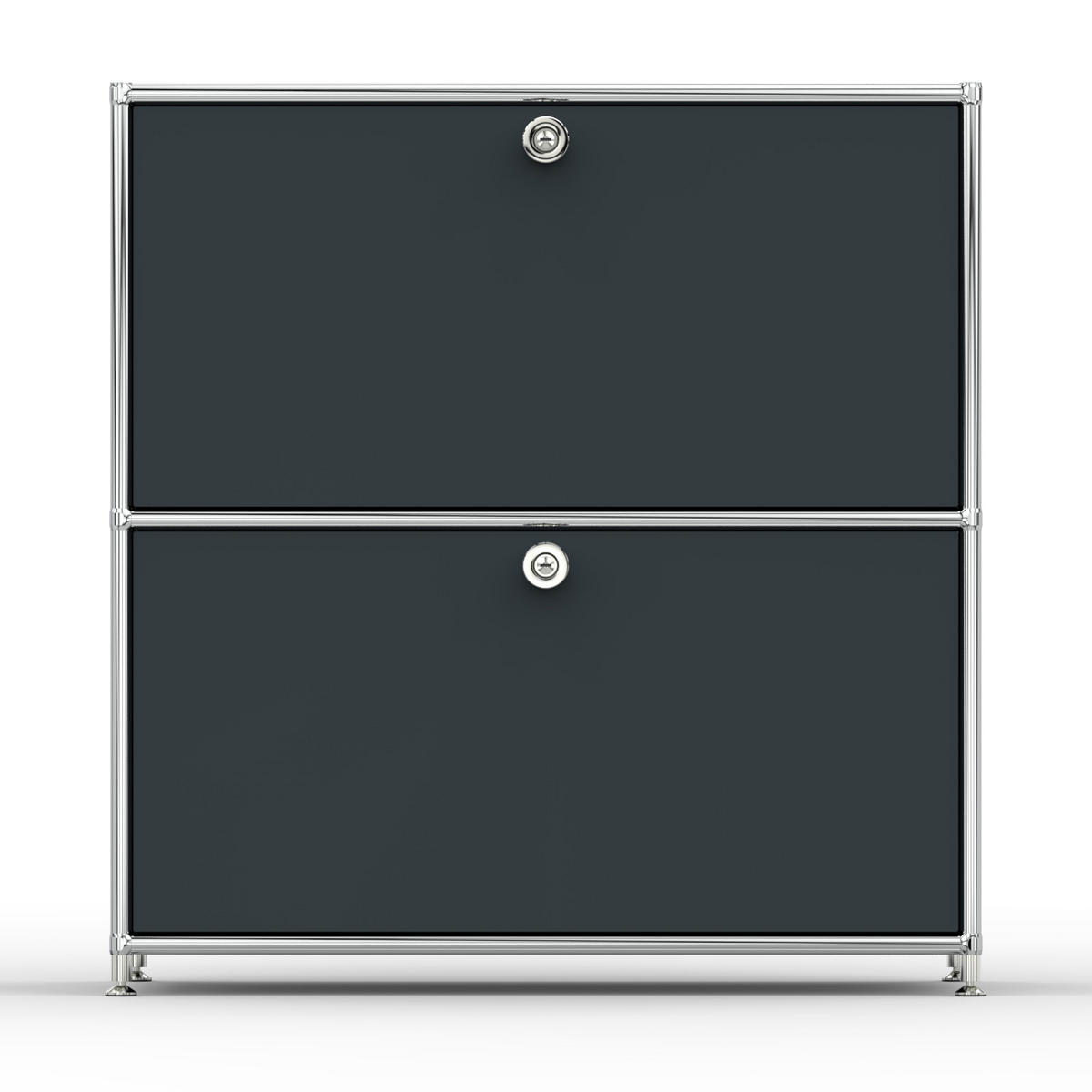AKTENSCHRANK, 2 Schubladen & Schloss, Breite 77 cm, Anthrazitgrau - Chromfarben/Silberfarben, Metall (40/80.5/77.2cm) - Versee