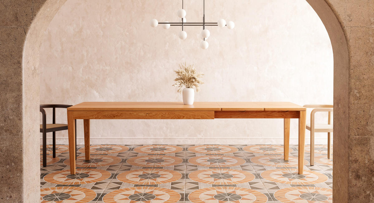 TISCH Ausziehbar Butterfly aus massivem Eichenholz 220x100 cm + Tischverlängerungen 2x50 cm - Eichefarben/Braun, Holz (220/100/75cm) - Danzz