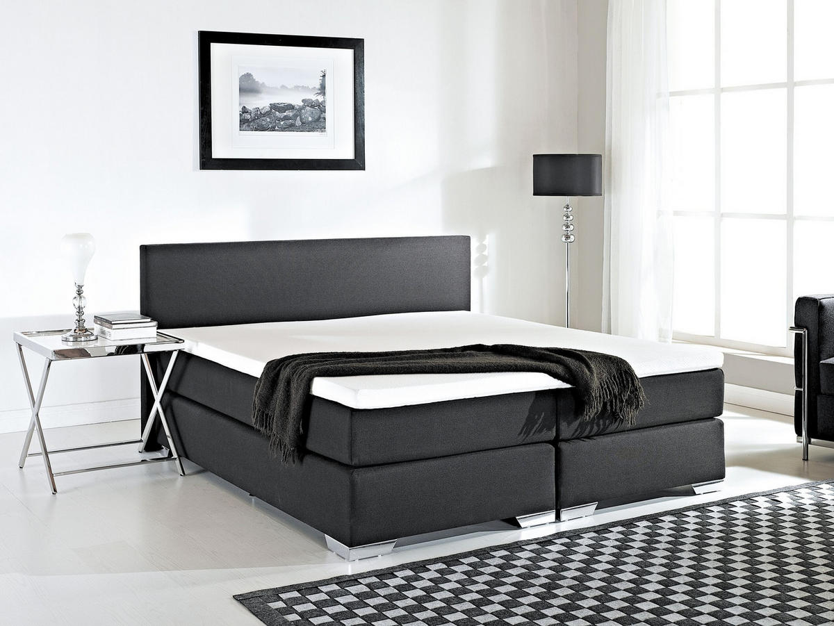 BOXSPRINGBETT 180/200cm Schwarz President - Schwarz, Textil (180/200cm) - Beliani