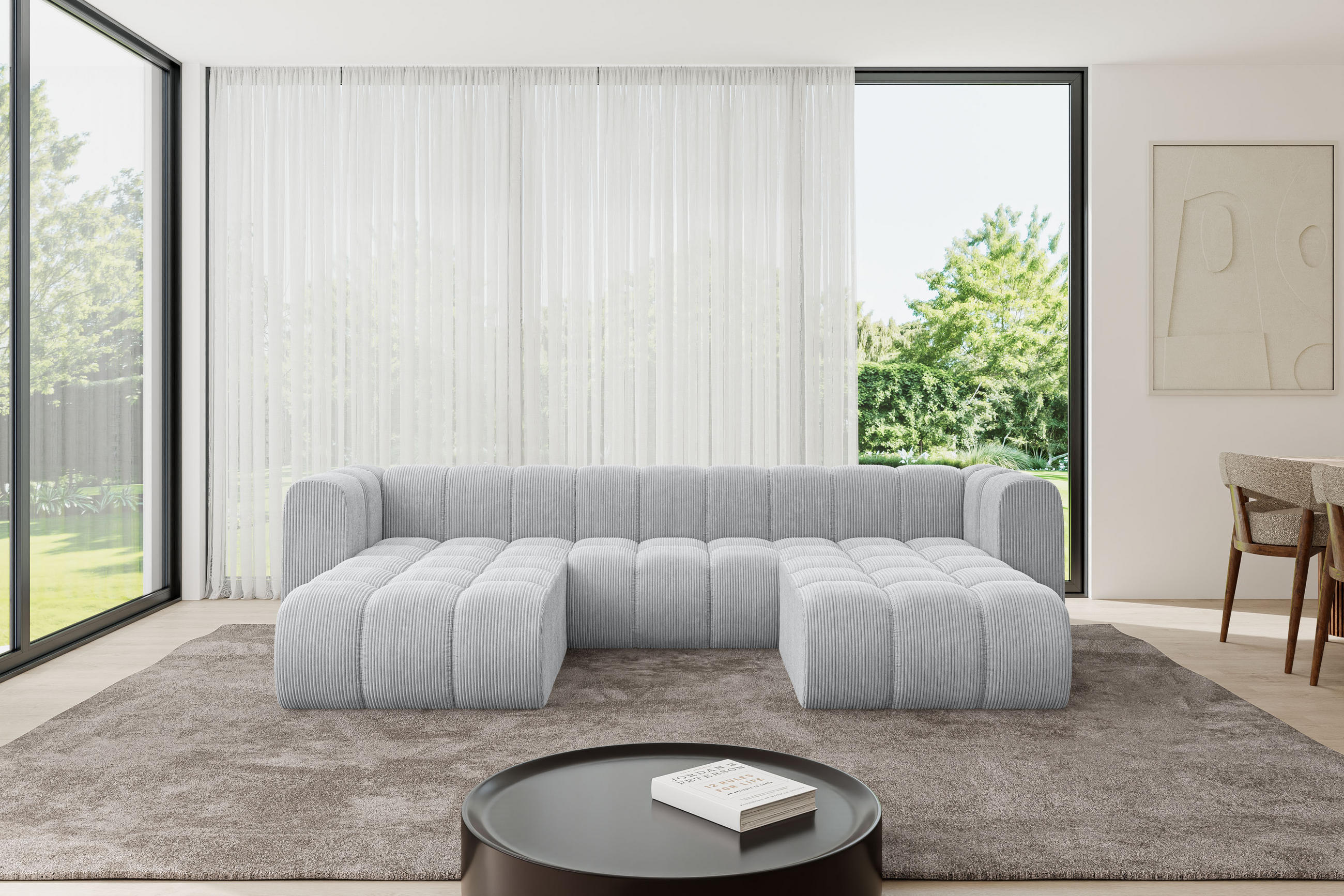 WOHNLANDSCHAFT modulares Sofa Joren-U1 - 319x177x70 cm Grau - Grau, Holzwerkstoff/Textil (319/70/177cm) - ALTDECOR