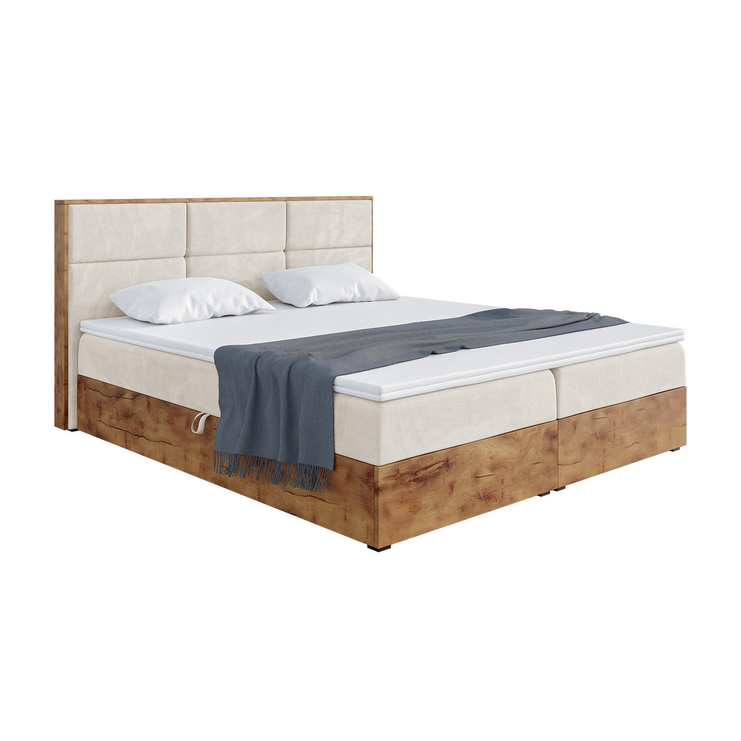 BOXBETT Lofty 2 - Creme/Schwarz, Holzwerkstoff/Textil (120/200cm) - Meblini