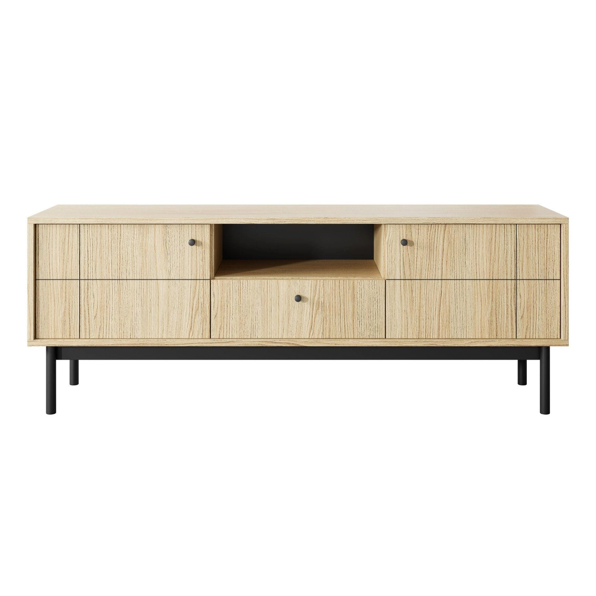TV-LOWBOARD Japandies Eichenholzoptik 153/57/39 cm - Eichefarben/Schwarz, Holz/Holzwerkstoff (153.5/56.6/39cm) - Selsey