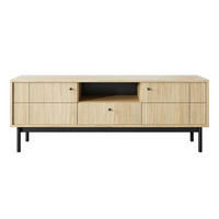 TV stolík Japandies drevodekor dub 153/57/39 cm - čierna/farba duba, kov/drevo (153.5/56.6/39cm) - Selsey
