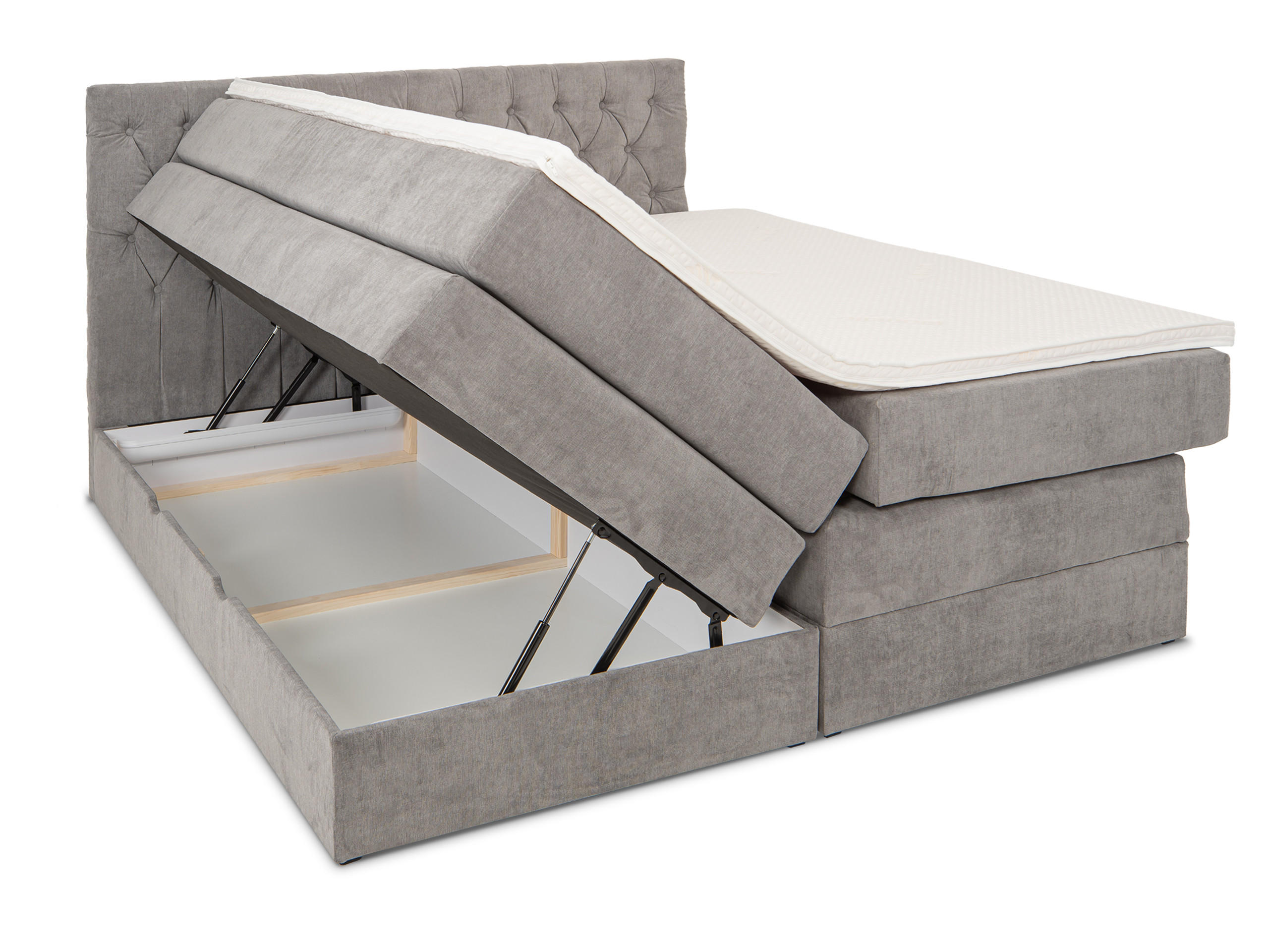 BOXSPRINGBETT Verona Grau 160/200 cm H2/H3 Samt - Grau, Textil (160/200cm) - wonello