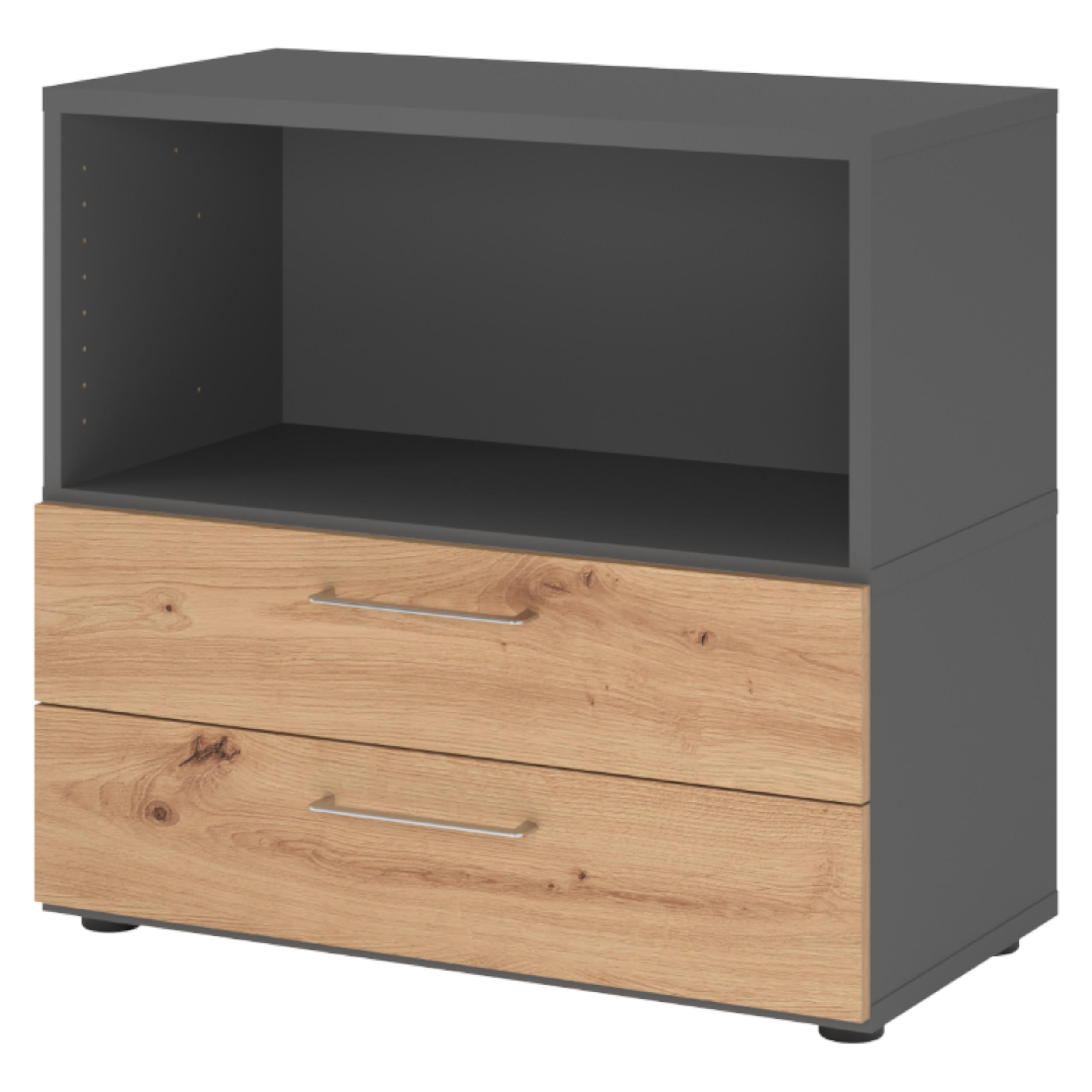 AKTENSCHRANK klein mit Schubladen 41,7/80/74,8 cm in Graphitfarben/Wildeiche - Wildeiche/Graphitfarben, Holzwerkstoff (80/74.8/41.7cm) - bümö