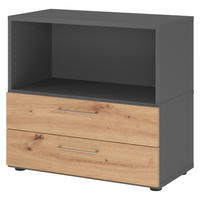 AKTENSCHRANK klein mit Schubladen 41,7/80/74,8 cm in Graphitfarben/Wildeiche - Wildeiche/Graphitfarben, Holzwerkstoff (80/74.8/41.7cm) - bümö