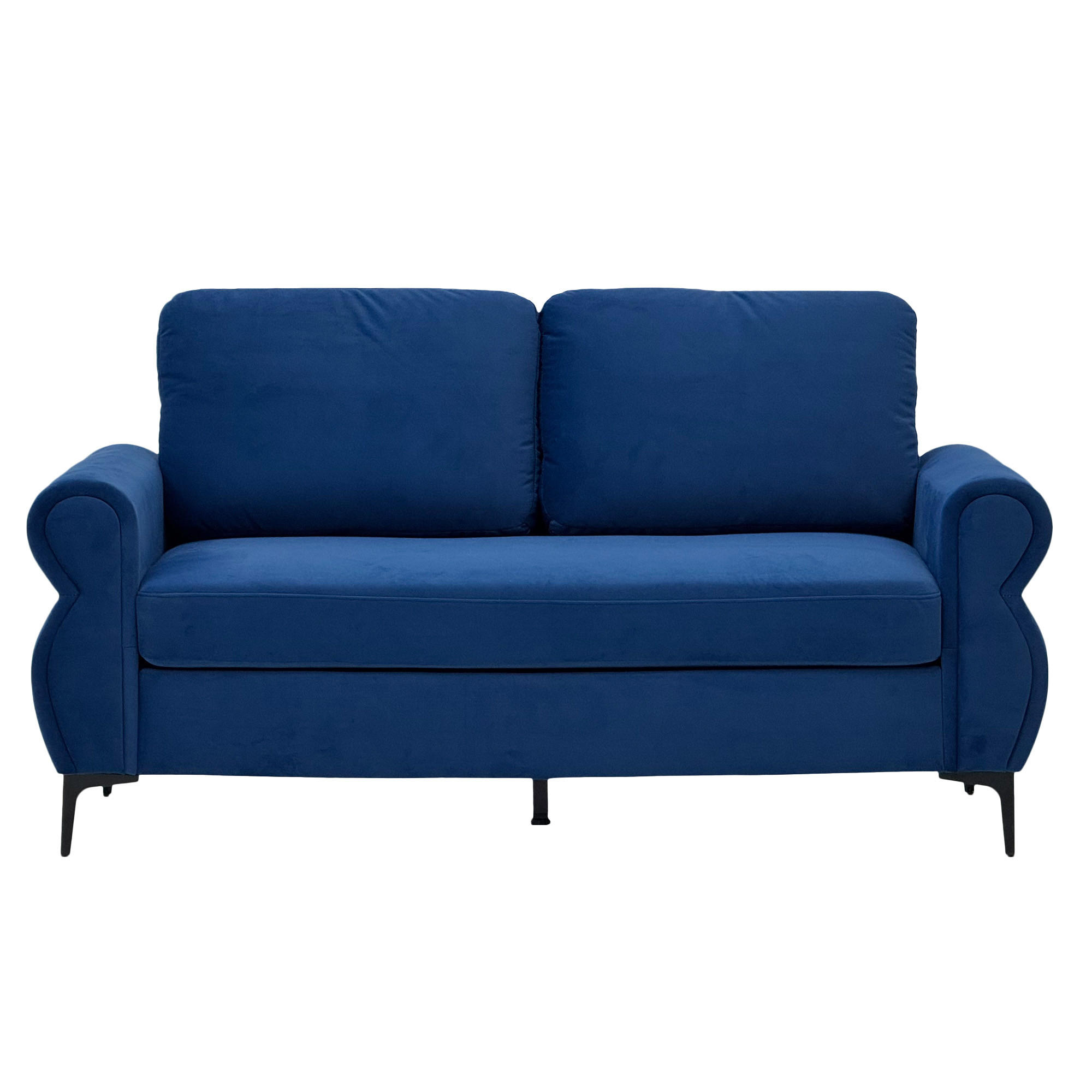 2-SITZER SOFA Polyester Blau mit Metallfüßen - Blau, Holzwerkstoff/Textil (173.5/92/81cm) - WISHDOR