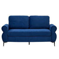 2-SITZER SOFA Polyester Blau mit Metallfüßen - Blau, Holzwerkstoff/Textil (173.5/92/81cm) - WISHDOR
