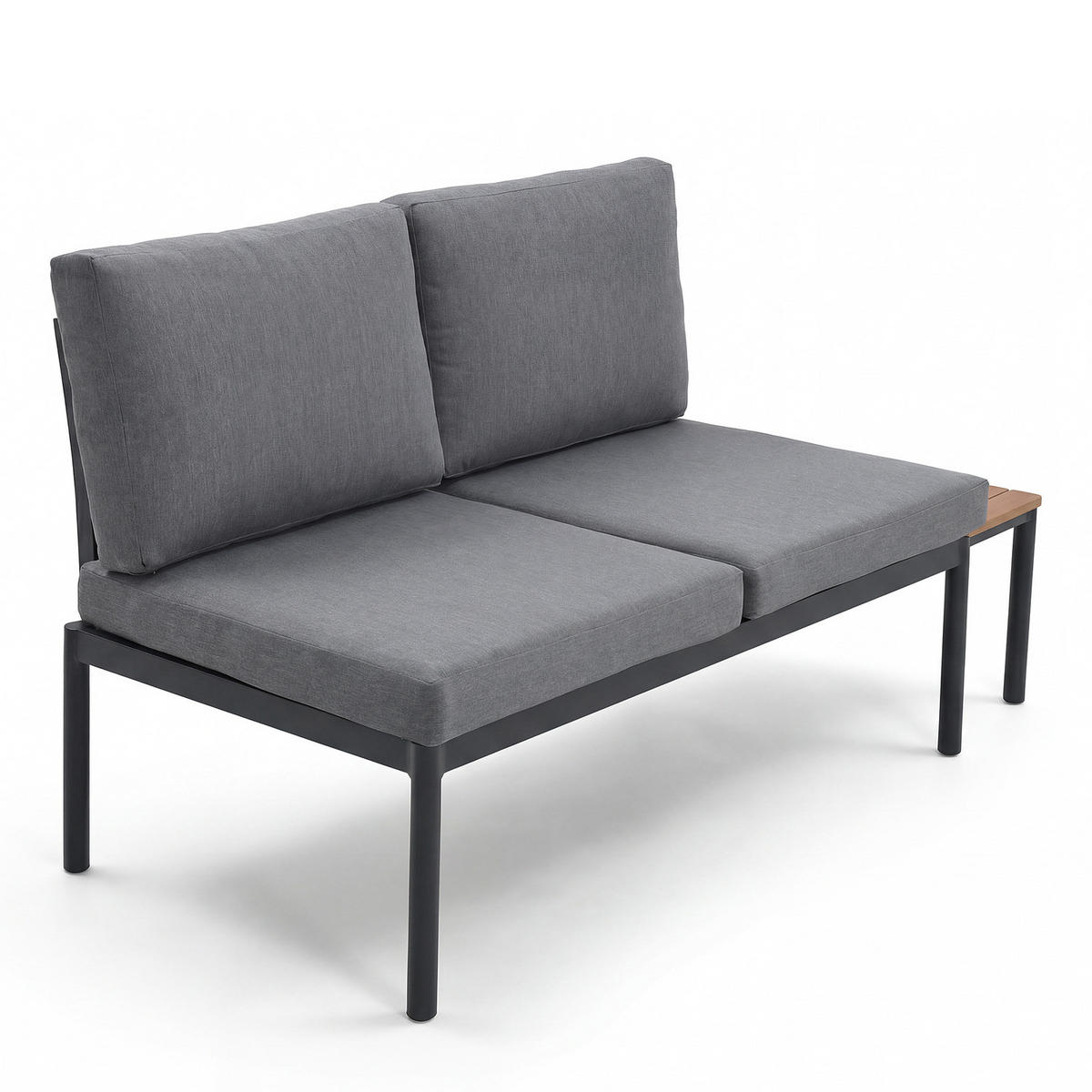 LOUNGESET - 3-teilig - Aluminium - Grau - Grau, Kunststoff/Textil - home24