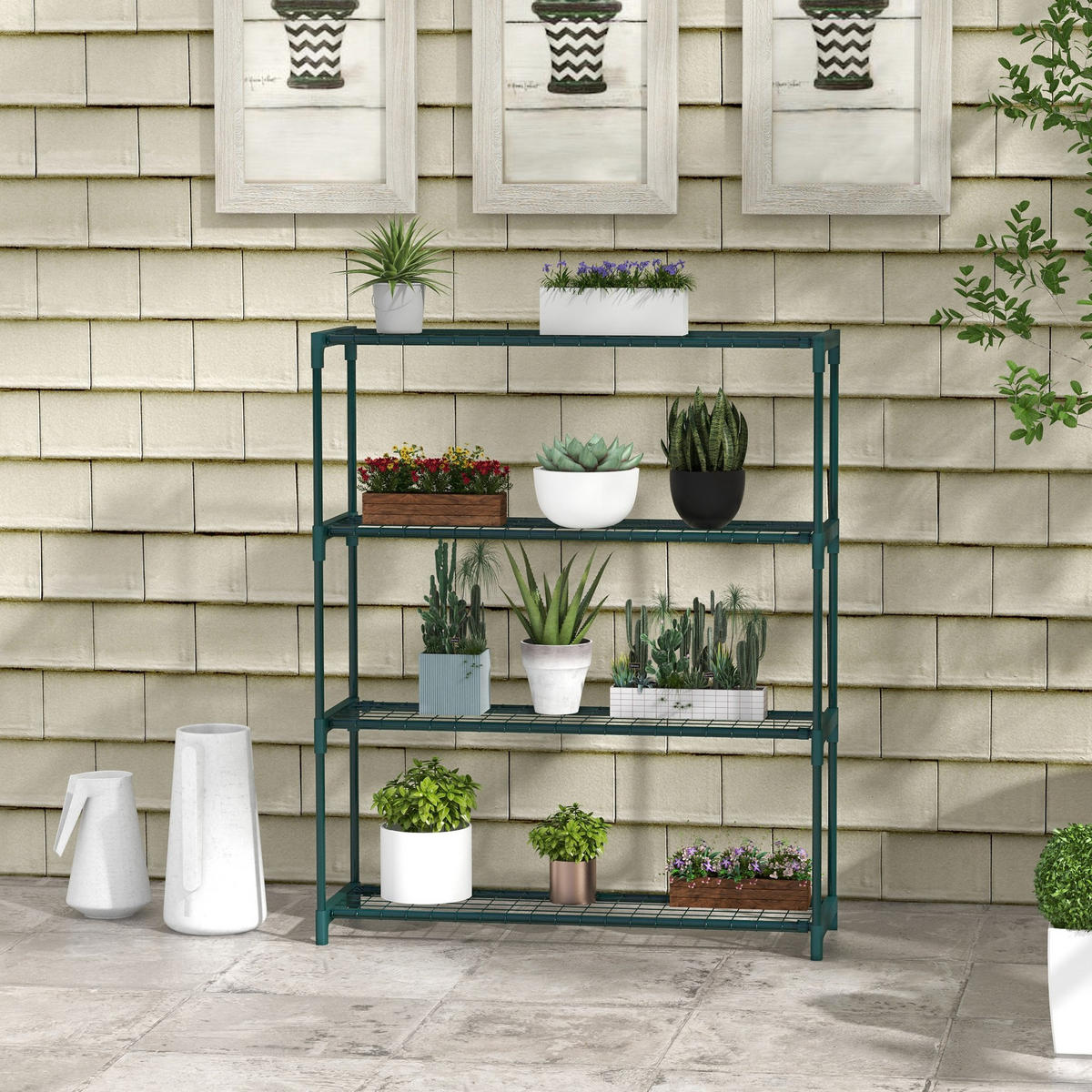 PFLANZENREGAL, Stahl, Dunkelgrün - Dunkelgrün, Metall (28/107/89cm) - Outsunny