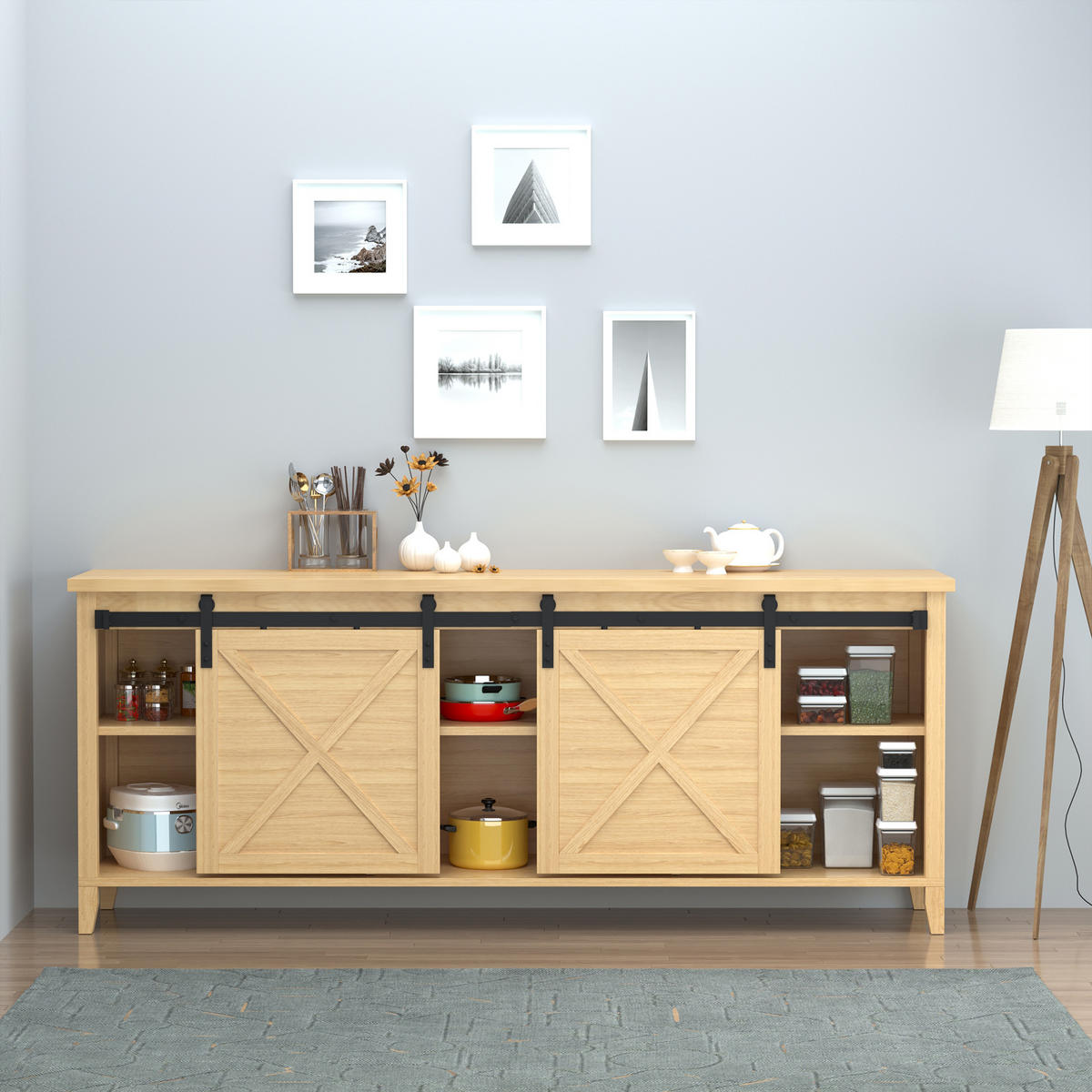 SCHIEBETÜRSYSTEM - Schwarz, Metall (0.6/18/183cm) - HOMCOM