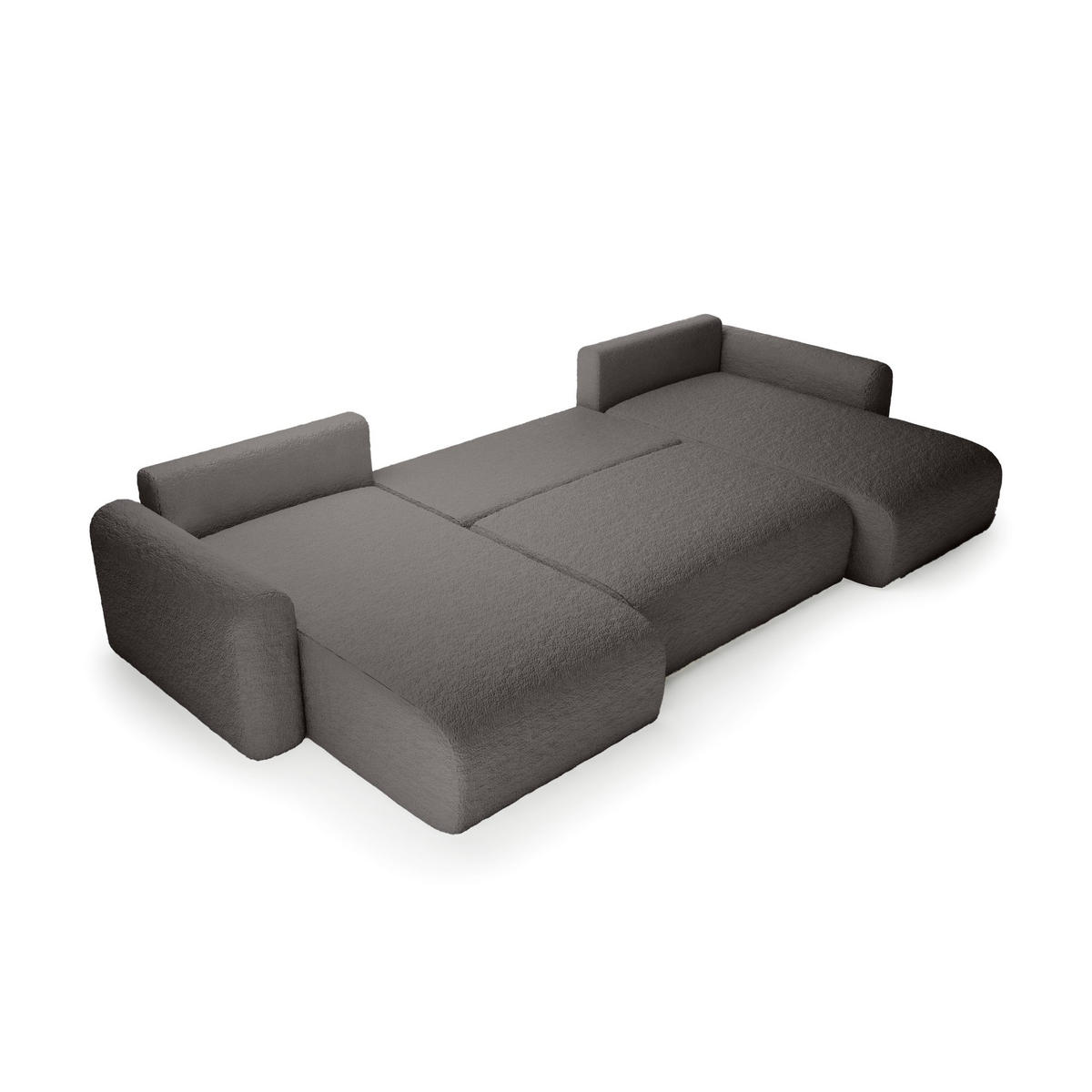 WOHNLANDSCHAFT mit Schlaffunktion Thekla U, Grau - Grau, Textil (366/70/150cm) - Fedve