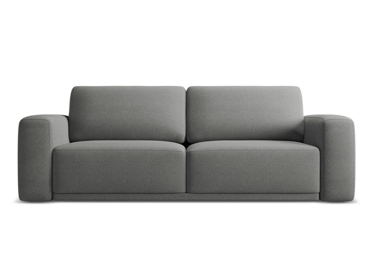 3-SITZER SOFA mit Schlaffunktion Chenille Stoff Grau - Schieferfarben/Schwarz, Kunststoff/Textil (242/91/100cm) - Makamii