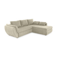 ECKSOFA mit Schlaffunktion und Bettkasten, seitenverkehrt montierbar B272/T200/H88 cm, Liegefläche 128x224 cm, Cord Beige Grau / 15227 - Chromfarben/Greige, Kunststoff/Textil (272/200cm) - luma-home