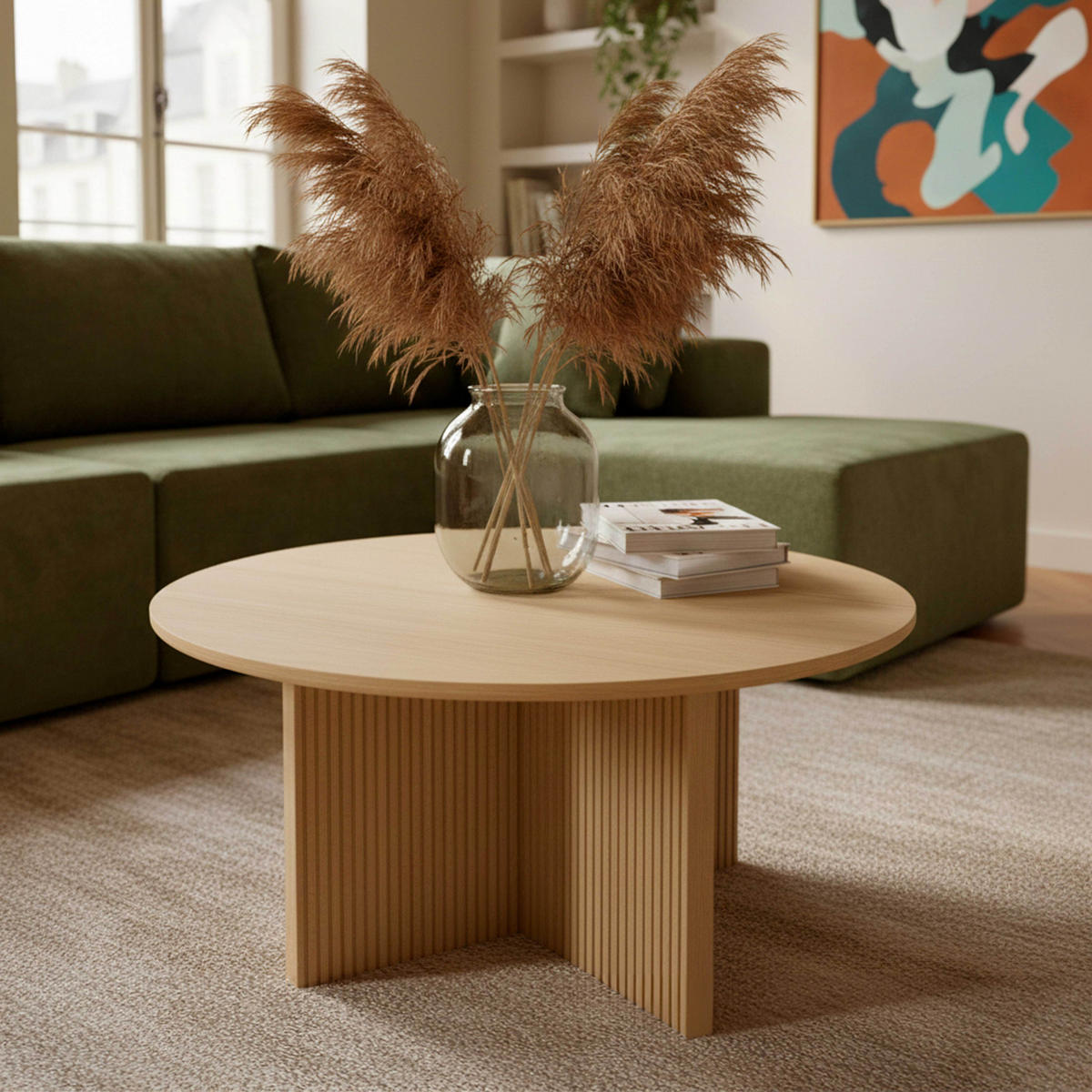 COUCHTISCH, helles Holzeffekt - Beige, Holz (80/80/45cm) - Oviala