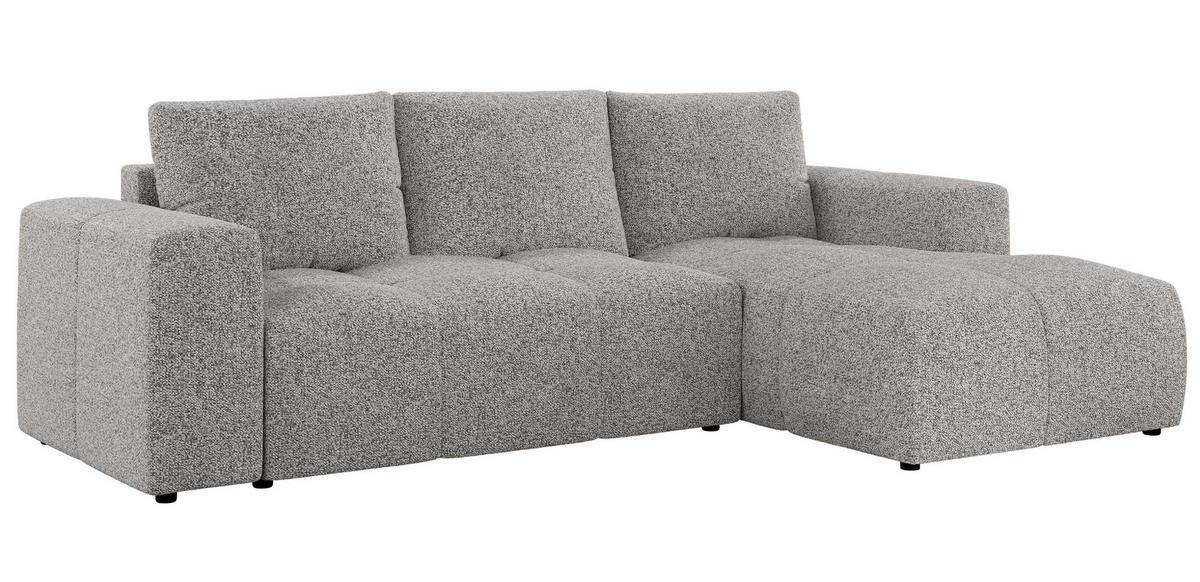 ECKSOFA MONIVA Hellgrau Strukture - Rechts - Hellgrau/Schwarz, Textil (266/164cm) - MKS