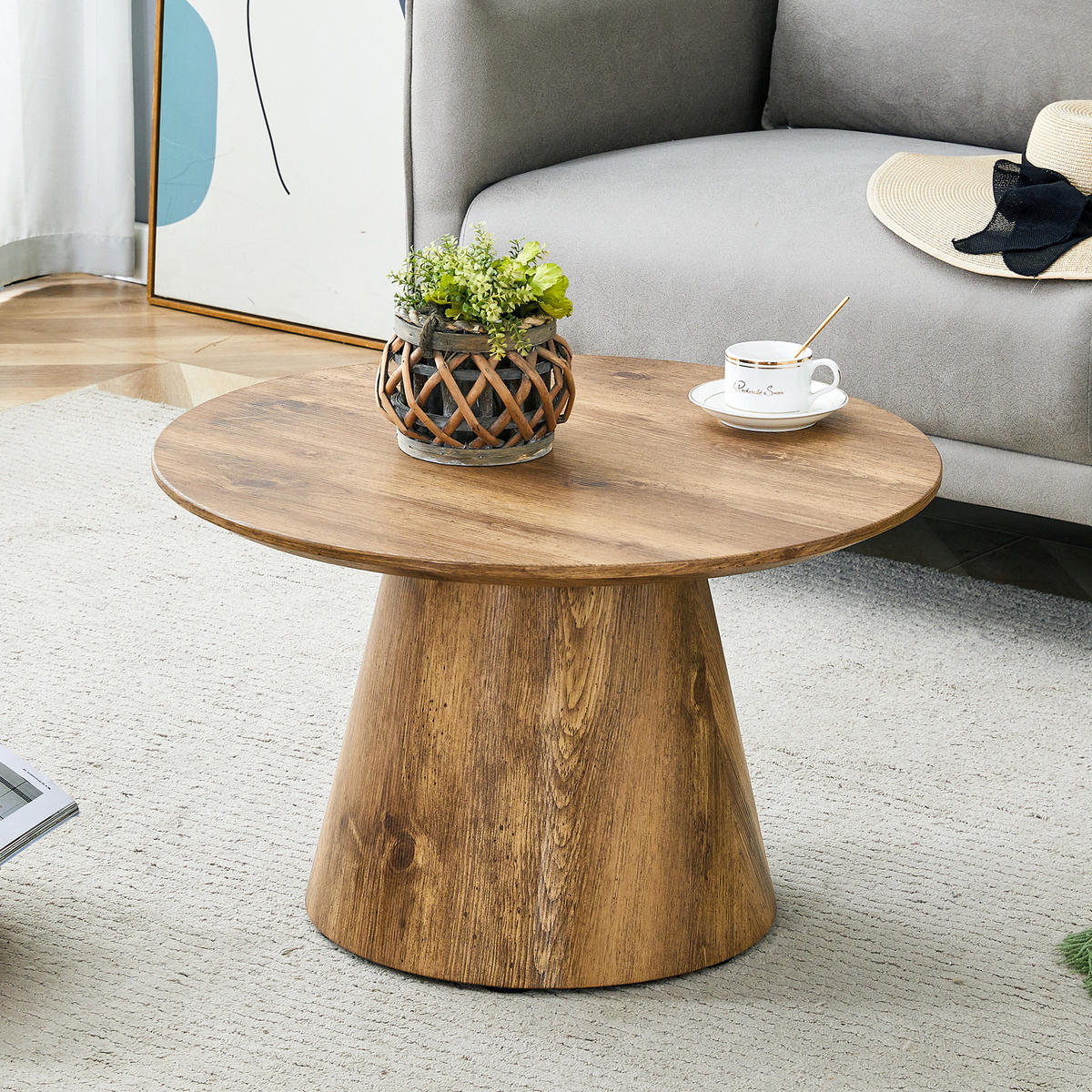 COUCHTISCH in Naturfarbe Wohnzimmertisch mit hochwertiger Holzdekorfolie für Wohnzimmer, B60/T60/H35 cm - Naturfarben, Holzwerkstoff (60/60/35cm) - STILVORA