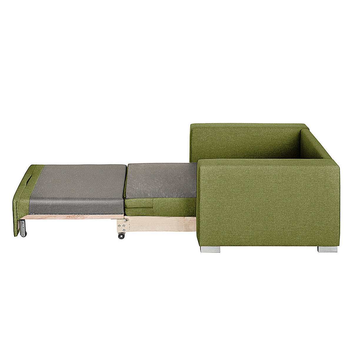 SCHLAFSESSEL - Silberfarben/Grün, Textil (110/90/90cm) - home24