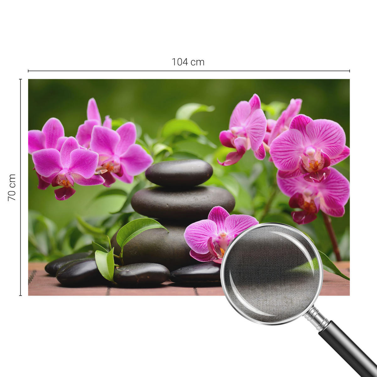 FOTOTAPETE 104x70 cm - Orchideensteine - Grün, Textil (104/70cm) - Wallfluent