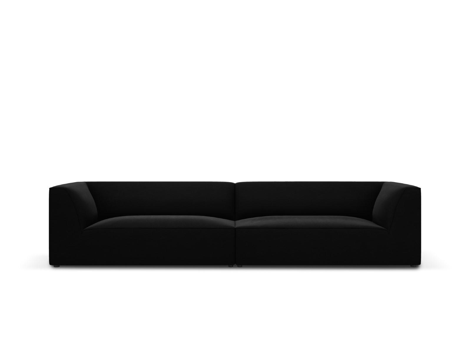 SOFA Ruby aus Samt schwarz 4 Sitzplätze - Schwarz, Textil (93/69/302cm) - Micadoni