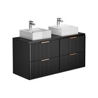 DOPPELWASCHTISCH - 120cm x 46cm - MDF - schwarz - ZEVARA - Schwarz, Holz (120/57/46cm) - Vente-Unique