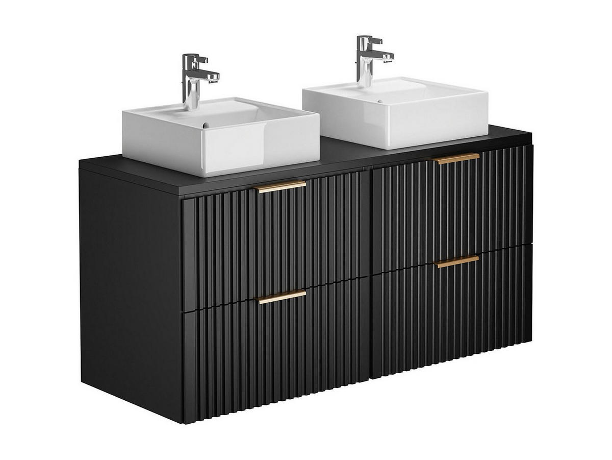 DOPPELWASCHTISCH - 120cm x 46cm - MDF - schwarz - ZEVARA - Schwarz, Holz (120/57/46cm) - Vente-Unique