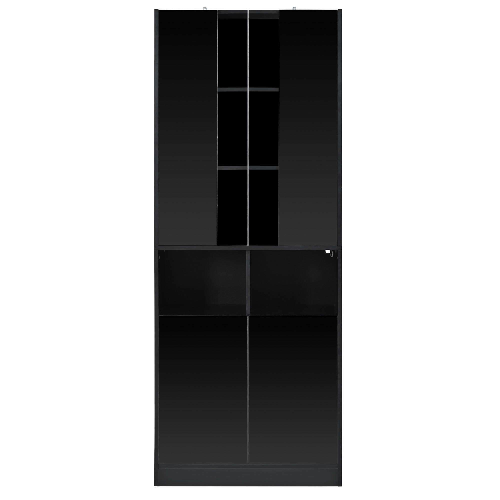Flieks Hochschrank Schwarz 70x180x35 cm