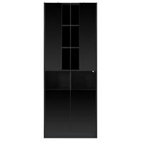 HOCHSCHRANK mit Acrylglas, LED und 2 Türen - Schwarz, Holzwerkstoff (70/180/35cm) - FLIEKS