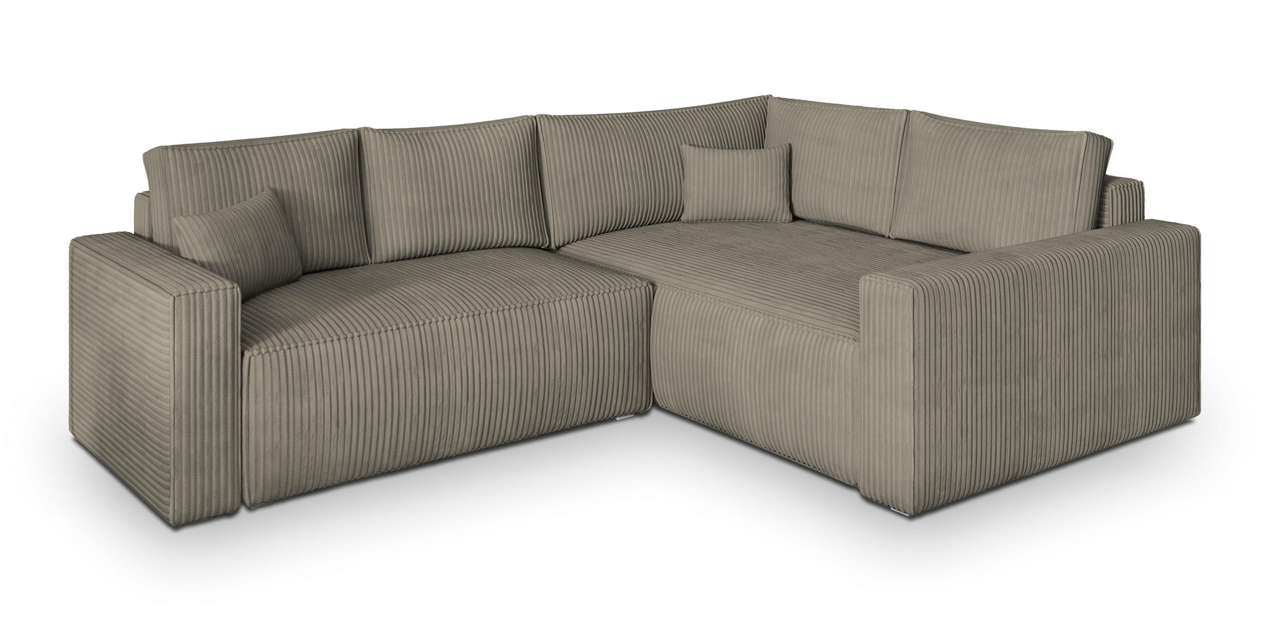 ECKSOFA ERONIS R-S Beige Kordstoff mit Schlaffunktion - Beige, Holz (265/194cm) - MASSENO