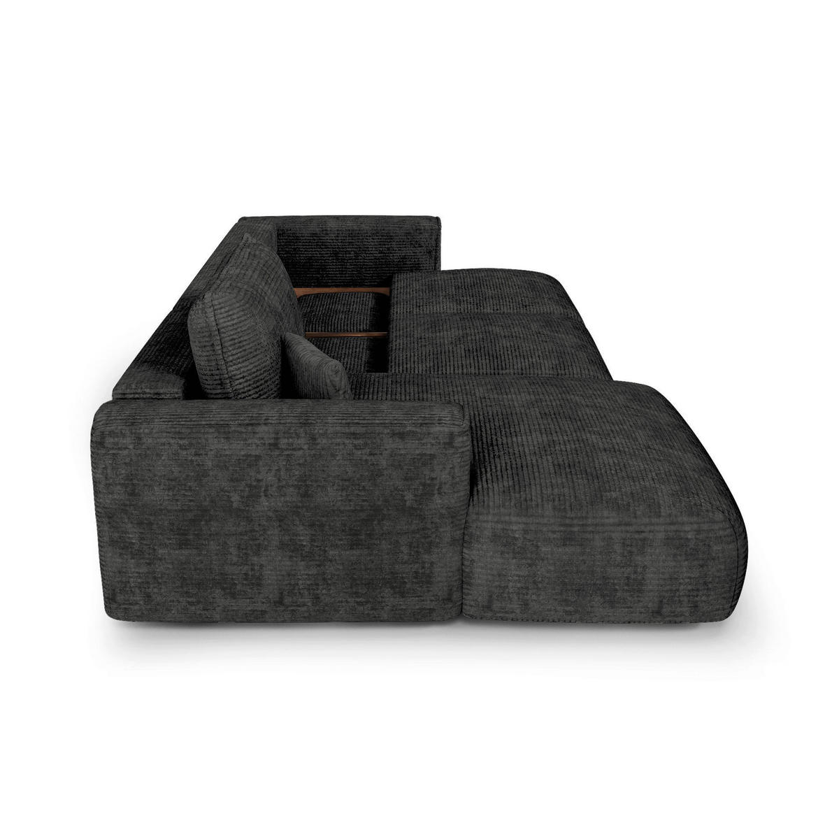 LINKSECK-SCHLAFSOFA mit Stauraum COMO Cord Schwarz 297cm - Schwarz, Textil (297/167cm) - Premium Interiors