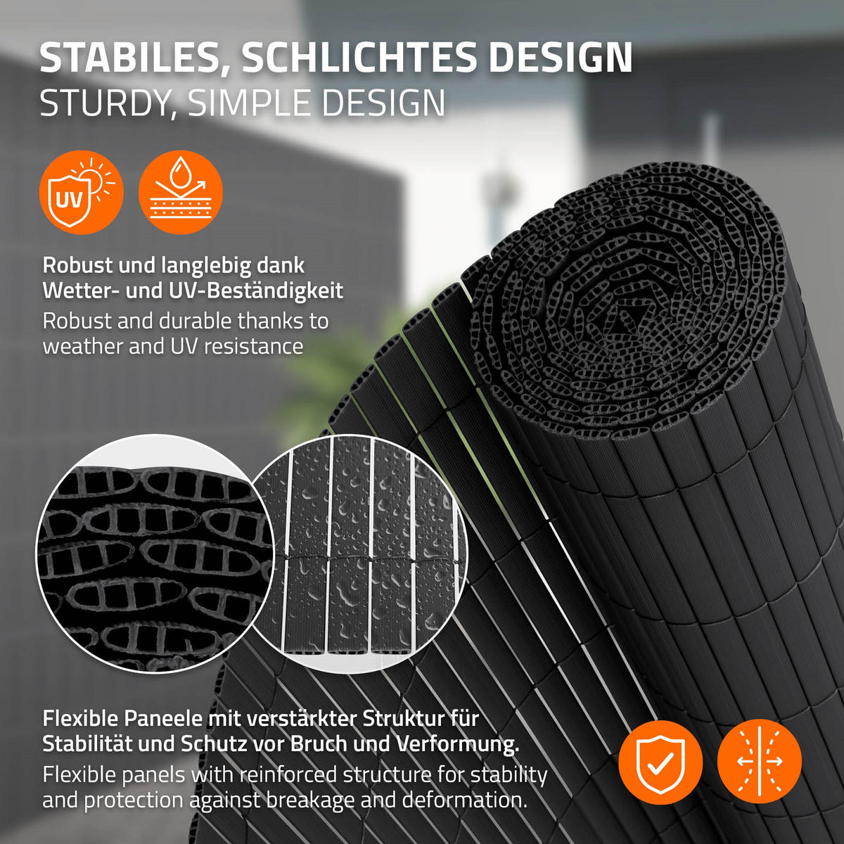 SICHTSCHUTZZAUN 2er Set - Anthrazit, Kunststoff (500/160cm)