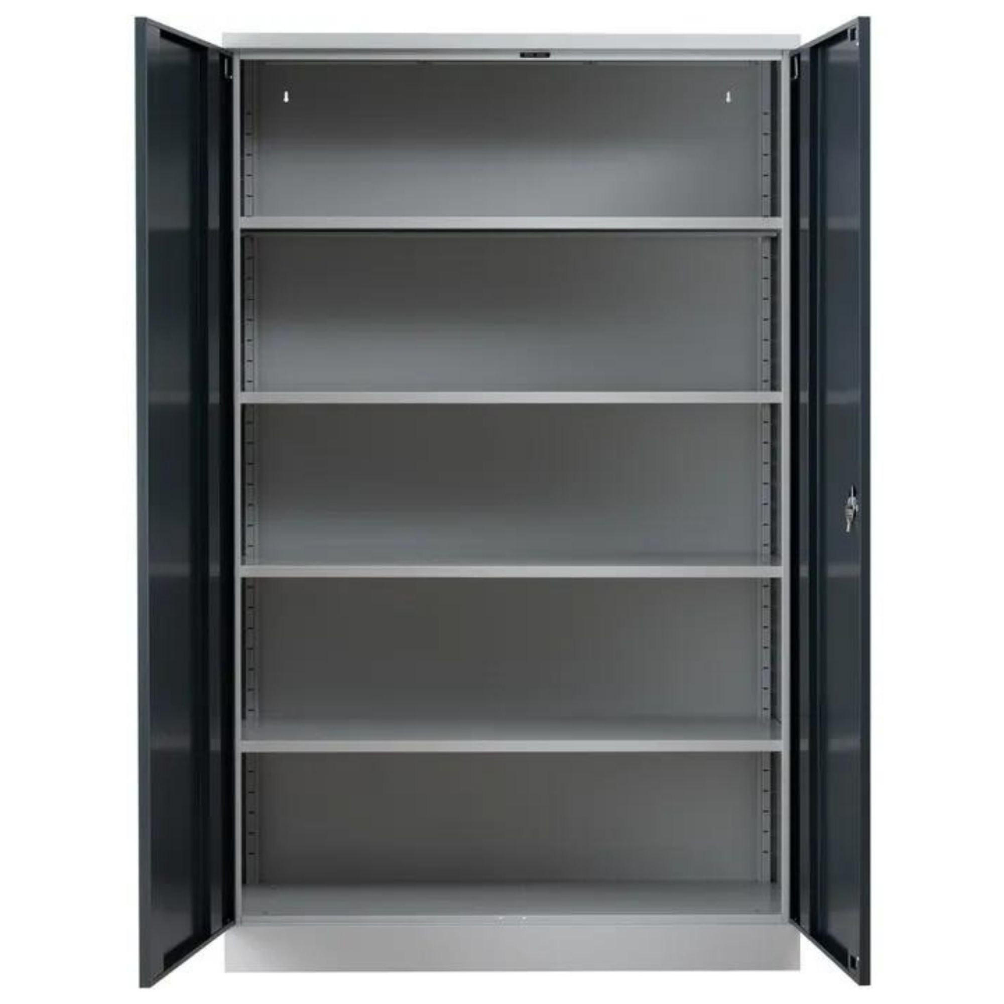 STAHLSCHRANK Bee mit 10 lackierten Fachböden 195x120x60 cm Korpusfarbe Lichtgrau Frontfarbe Anthrazit - Anthrazit, Metall (120/195/60cm)
