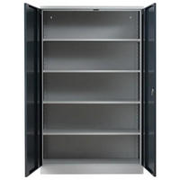 STAHLSCHRANK Bee mit 10 lackierten Fachböden 195x120x60 cm Korpusfarbe Lichtgrau Frontfarbe Anthrazit - Anthrazit, Metall (120/195/60cm)
