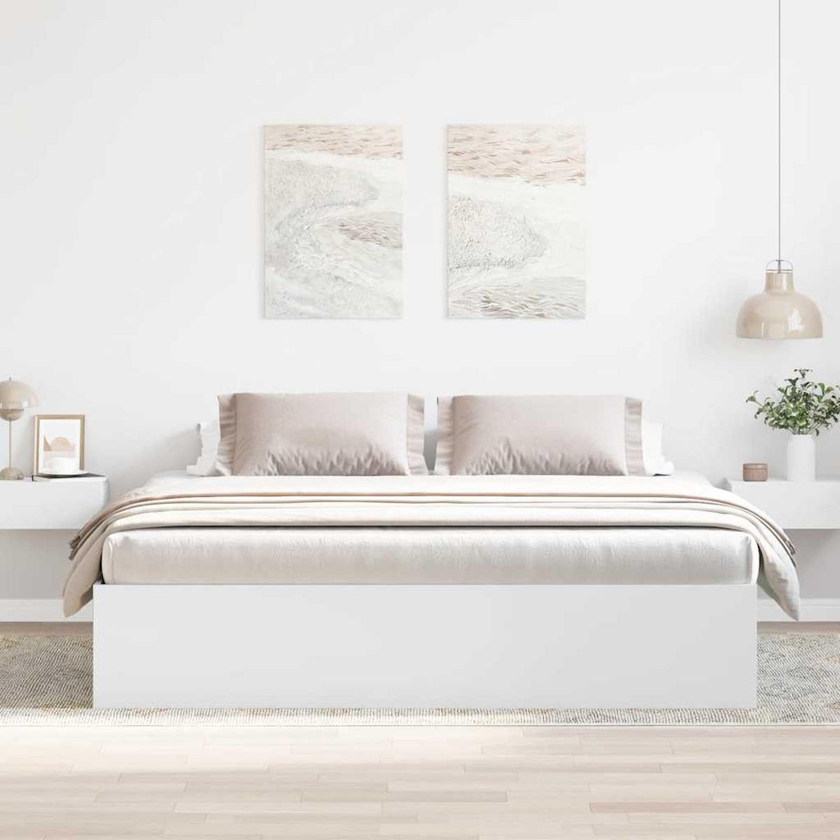 BETTGESTELL Weiß 200x200 cm - Weiß, Holzwerkstoff - furnicato