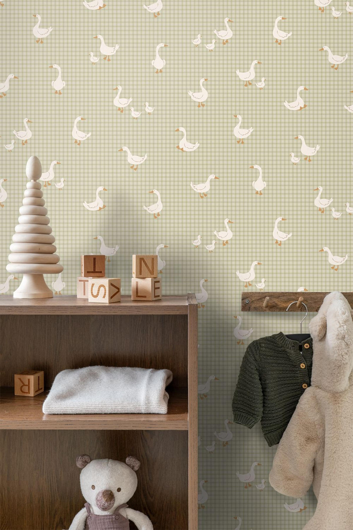 TAPETE Gänsen 50 x 900 cm - Grün, Papier (50/0.1cm) - ESTAhome
