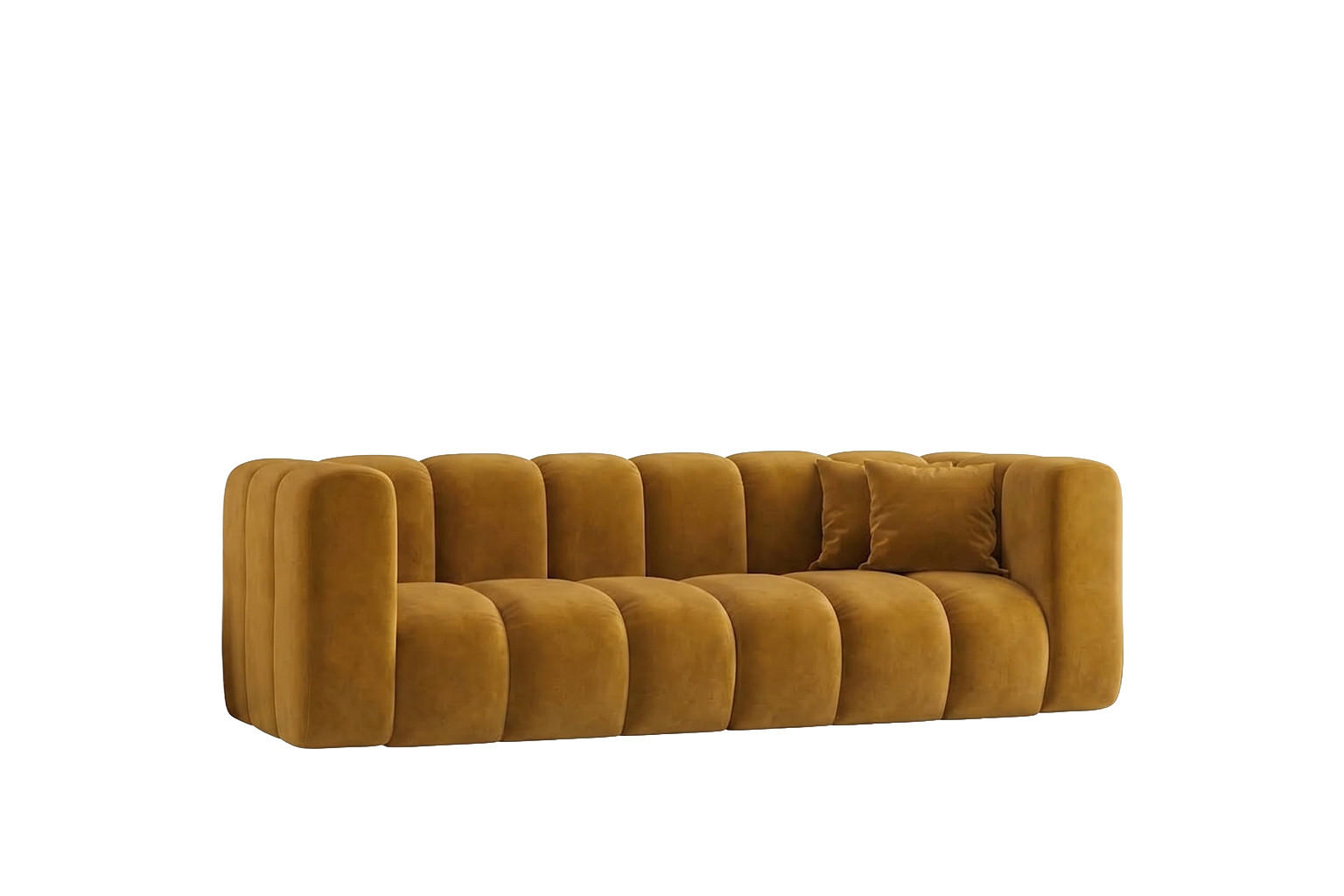 SOFA 3-Sitzer Modulares, Velvet-Stoff Riviera, Senffarbe, GRAND - Gelb, Holz (230/70/89cm) - Kaiser Möbel