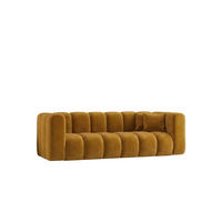 SOFA 3-Sitzer Modulares, Velvet-Stoff Riviera, Senffarbe, GRAND - Gelb, Holz (230/70/89cm) - Kaiser Möbel