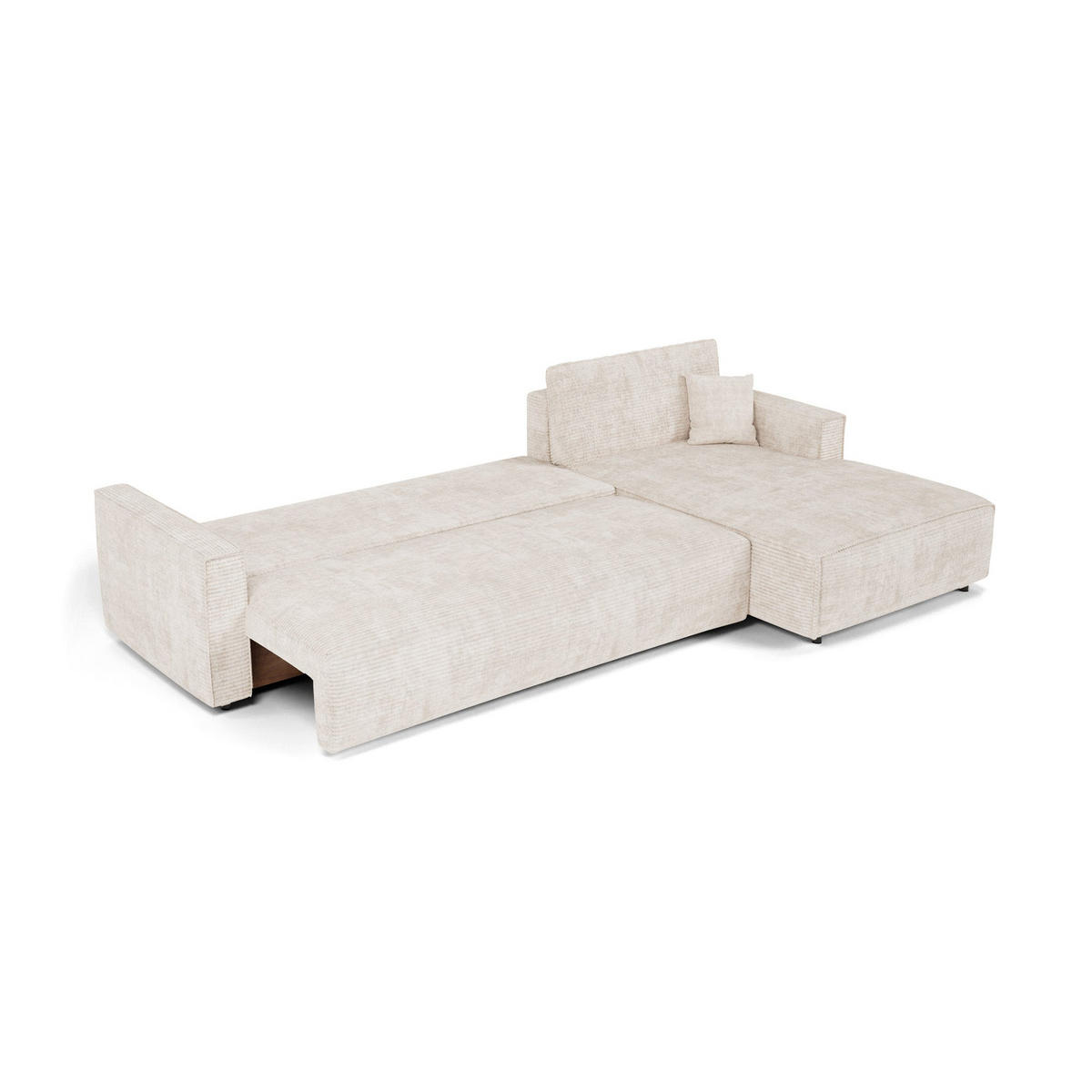 ECKSOFA rechtwinklig Cord Creme 297cm - Creme, Textil (297/167cm) - Premium Interiors