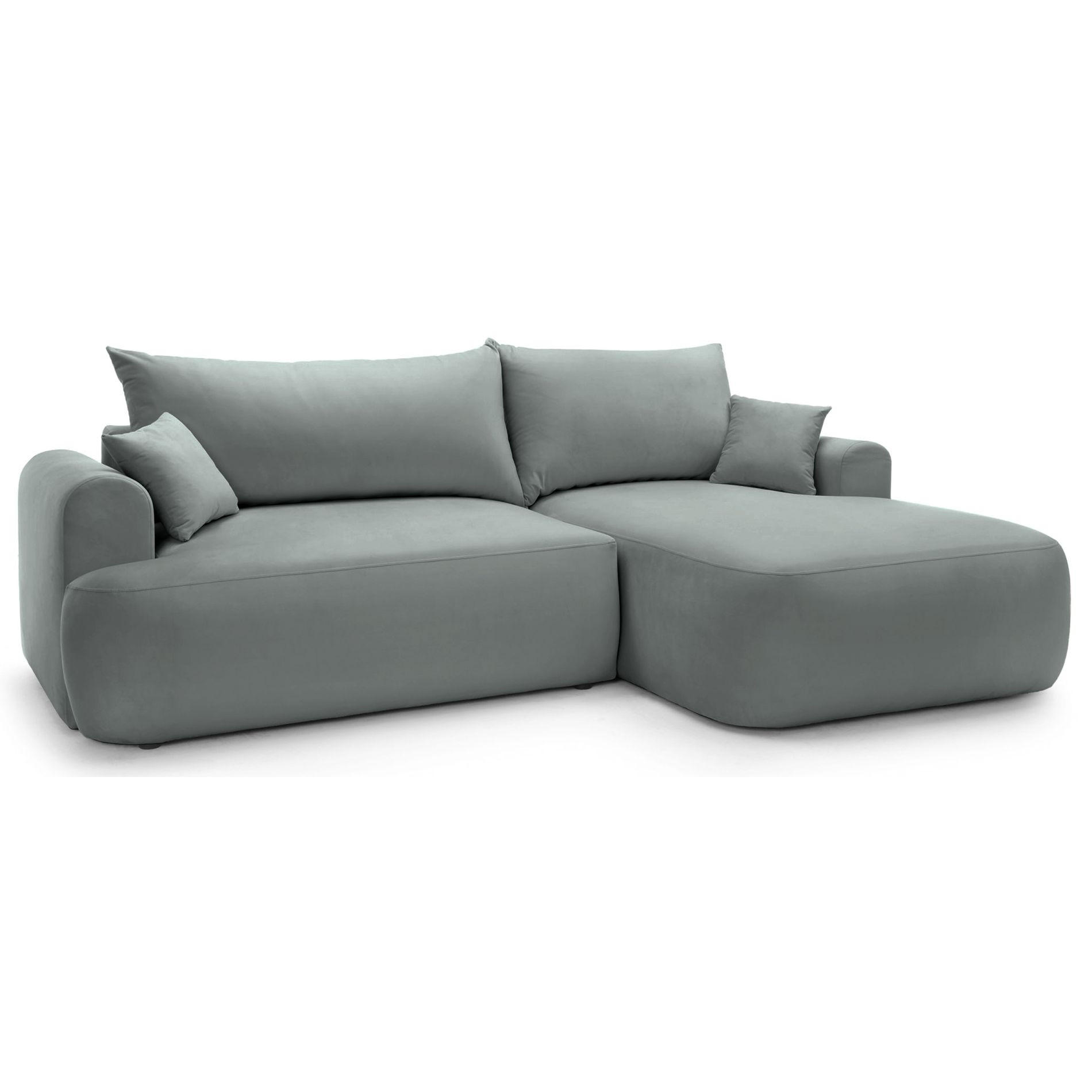 ECKSOFA Ovo Grau mit wasserabweisendem Samtbezug - Schwarz/Grau, Kunststoff/Textil (260/165cm) - Selsey