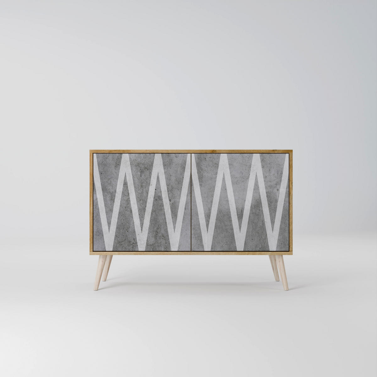 SIDEBOARD SOLID ZIG ZAG, Eicheneffekt, 111x42x77,5 cm, 2 Türen - Eichefarben/Buchefarben, Holzwerkstoff/Buchenholz (111/77.5/42cm) - SpaceRebels